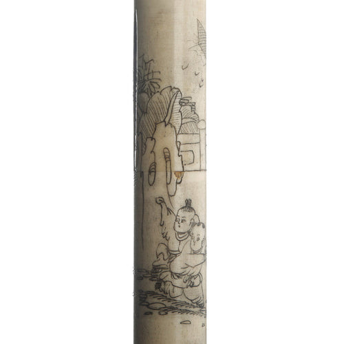 13" Hand Painted White Bone Calligraphy Brush Small