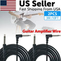 2 PACK 10FT Electric Patch Cord Guitar Amplifier Amp Cable Right Angle 90 Degree - Rieworkes