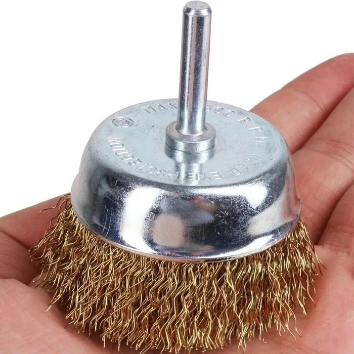 2 - Pack 3 Pcs Wire Brush Wheel Set Cup Drill Bit Rust Paint Attachment 1/4" USA - Rieworkes