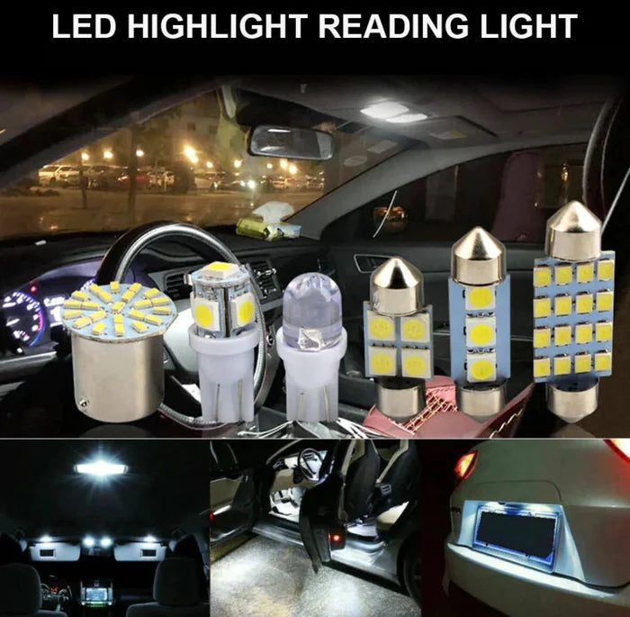 28pcs Car Interior White Combo LED Map Dome Door Trunk License Plate Light Bulbs - Rieworkes