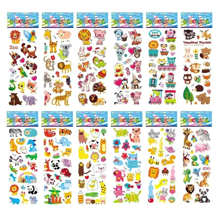 3D Puffy Zoo Animal Stickers - 12 Sheets Pack for Kids - Rieworkes