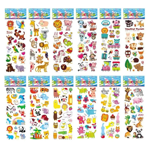 3D Puffy Zoo Animal Stickers - 12 Sheets Pack for Kids - Rieworkes