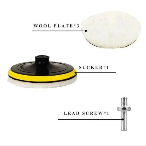 5PCS 6" Buffing Polishing Pad Wool Wheel Mop Kit For Car Polisher Drill Adapter - Rieworkes