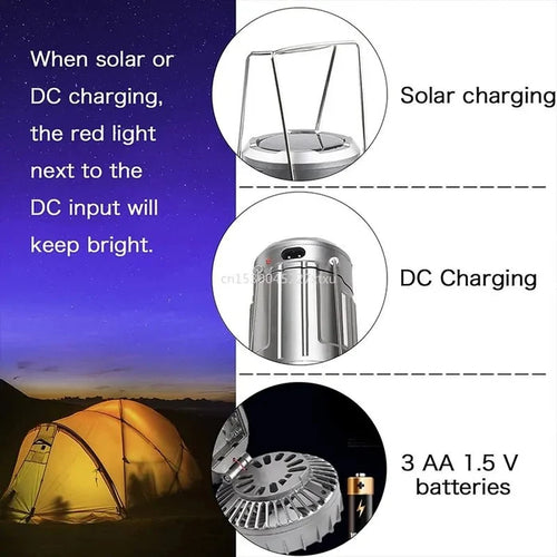 6 in 1 Portable Camping Solar Lantern With Fan - Rieworkes