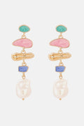 Abnormal Shape Zinc Alloy Synthetic Pearl Dangle Earrings Rieworkes