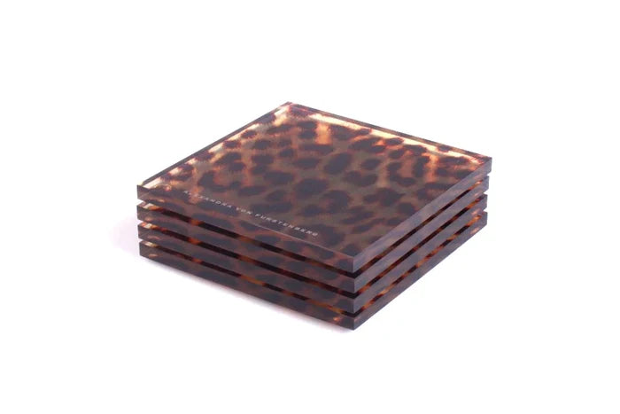 Acrylic Leopard Print Square Coaster Set