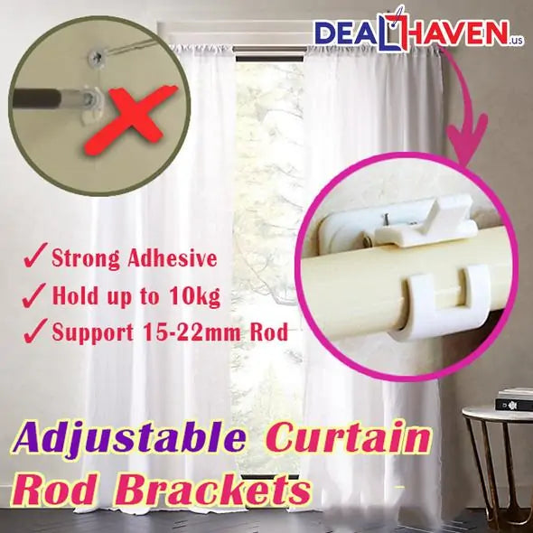 Adjustable Curtain Rod Bracket Holders Rieworkes