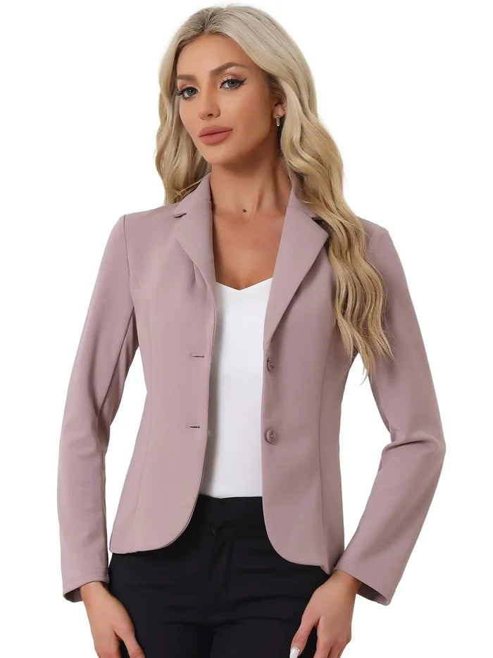 Allegra K Women's Work Office Blazer Stretch Lapel Collar Long Sleeve Jacket Suit Blazer X-Large Dusty Pink Rieworkes