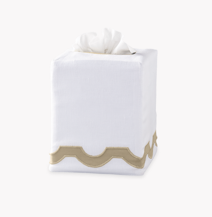 Applique Trim Linen Tissue Box Cover