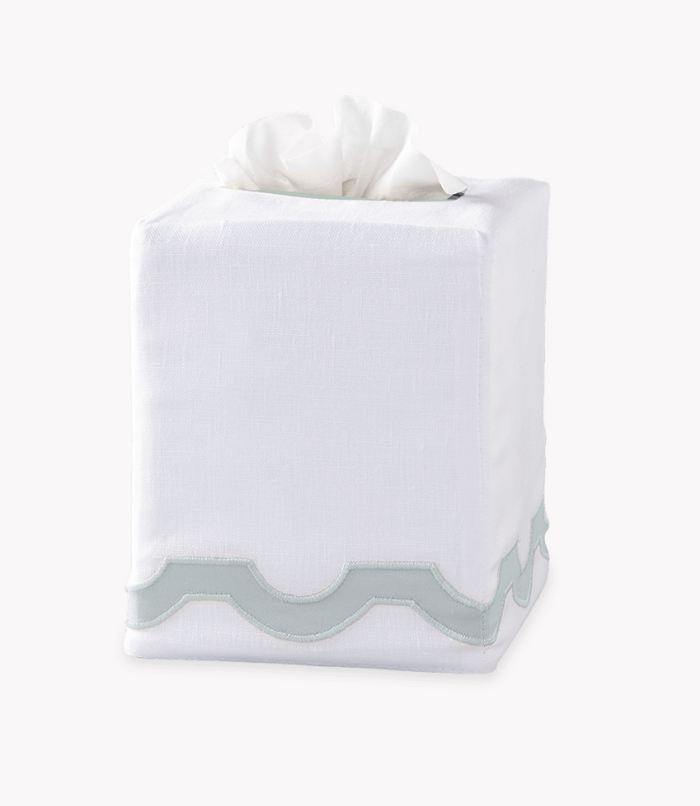 Applique Trim Linen Tissue Box Cover