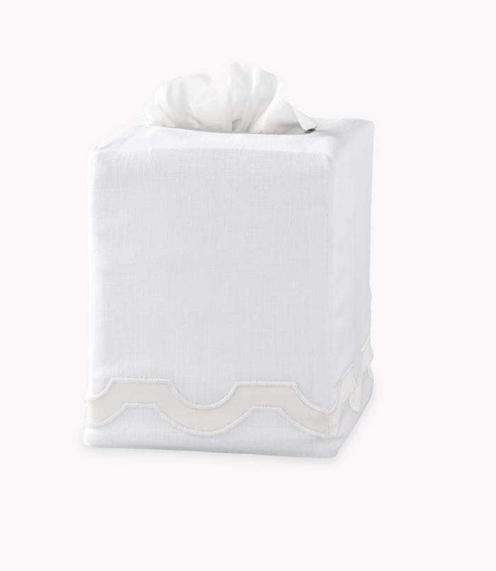 Applique Trim Linen Tissue Box Cover