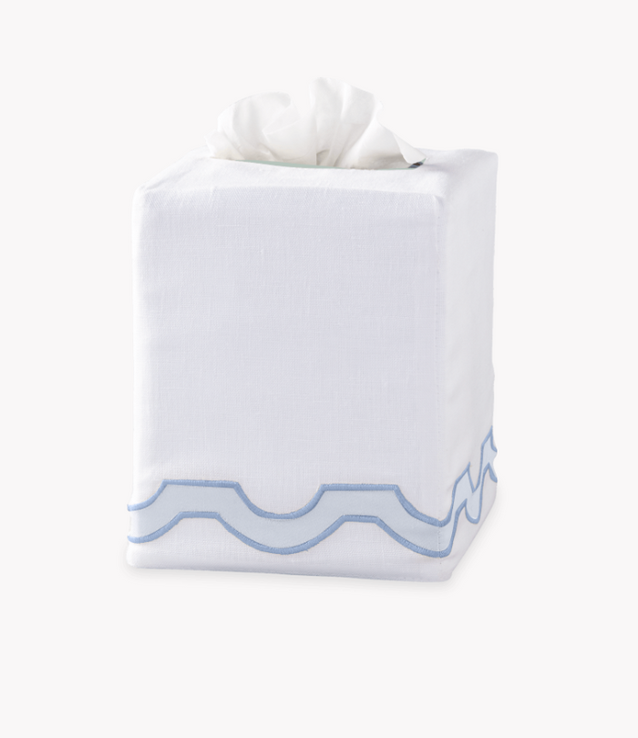 Applique Trim Linen Tissue Box Cover