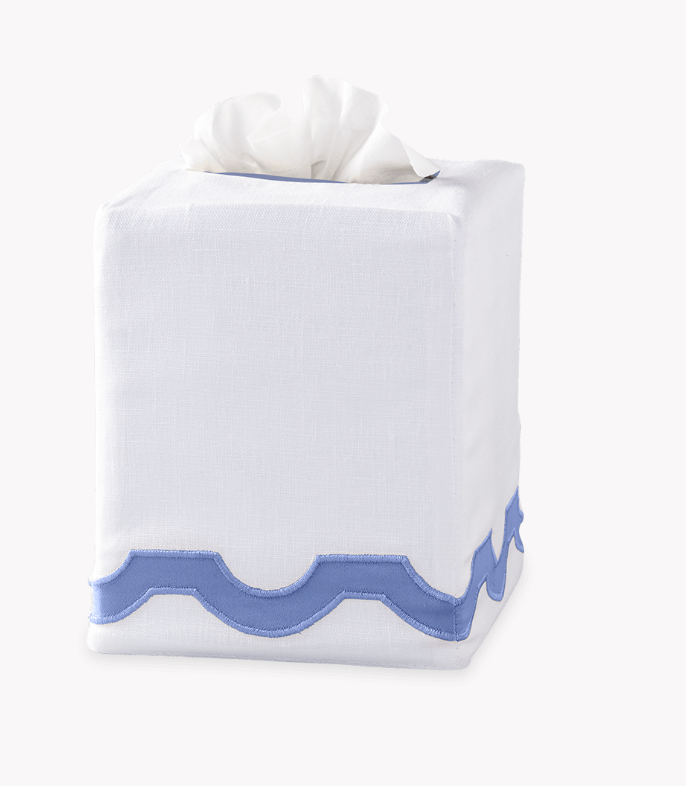 Applique Trim Linen Tissue Box Cover