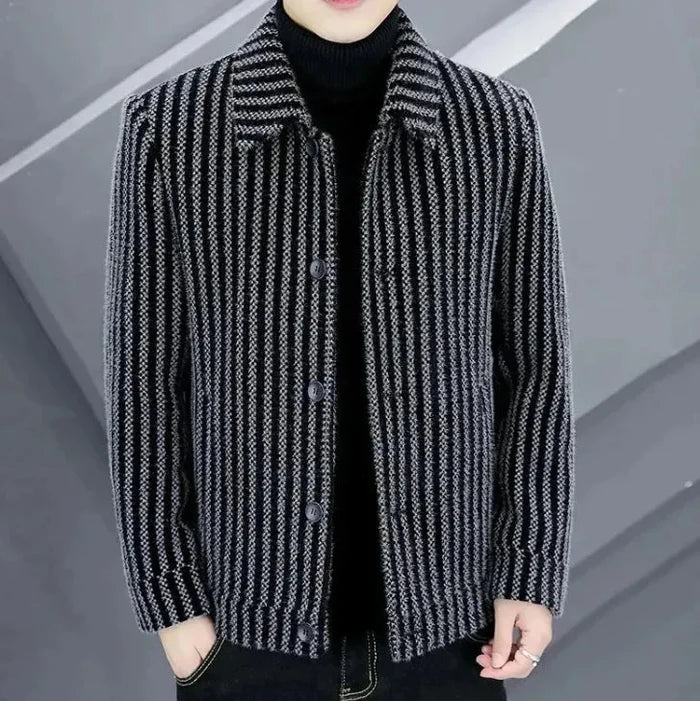 Arctic Stripes Men’s Woolen Coat - Rieworkes