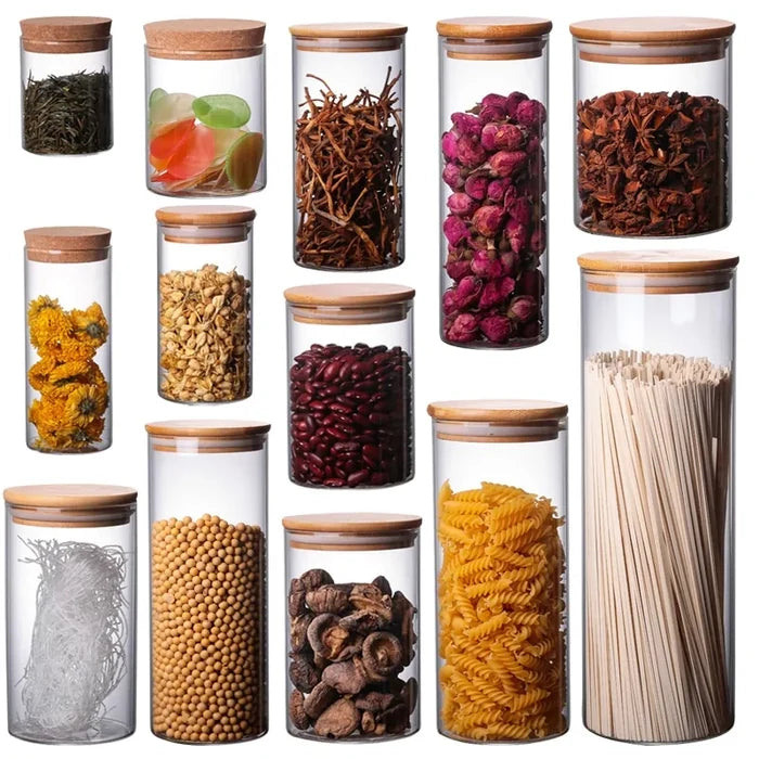 Bamboo-Covered Borosilicate Glass Food Storage Containers Rieworkes