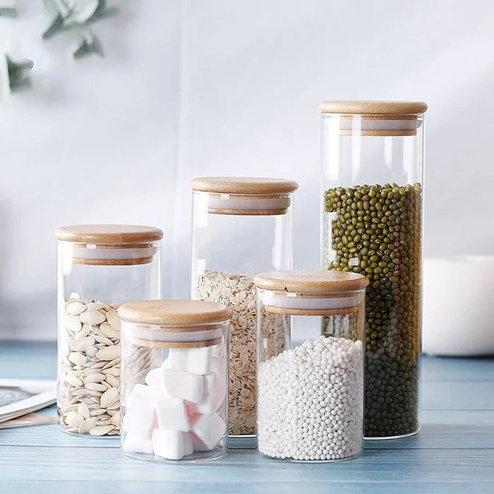 Bamboo-Covered Borosilicate Glass Food Storage Containers Rieworkes