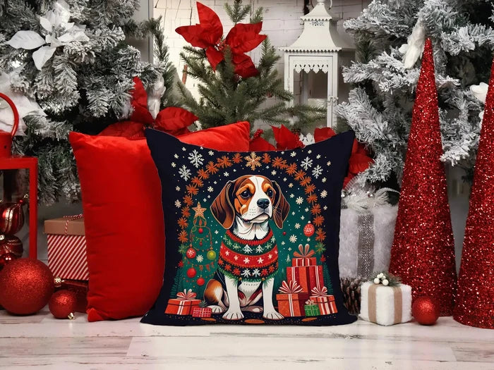 Beagle Christmas Throw Pillow Rieworkes