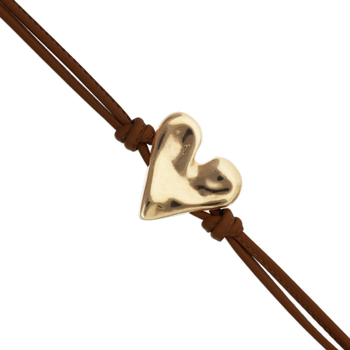 Brown leather bracelet with heart detail