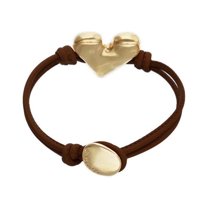 Brown leather bracelet with heart detail