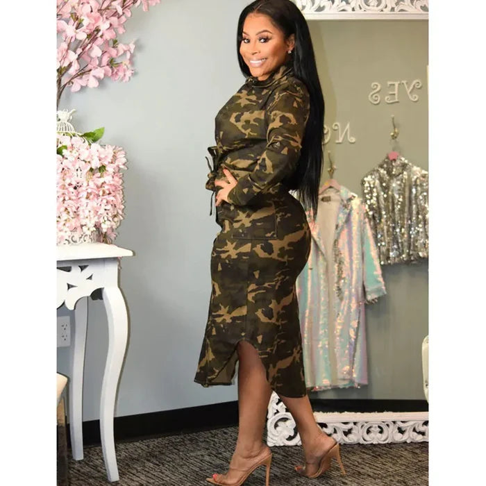 Casual Camouflage Long Dresses Rieworkes