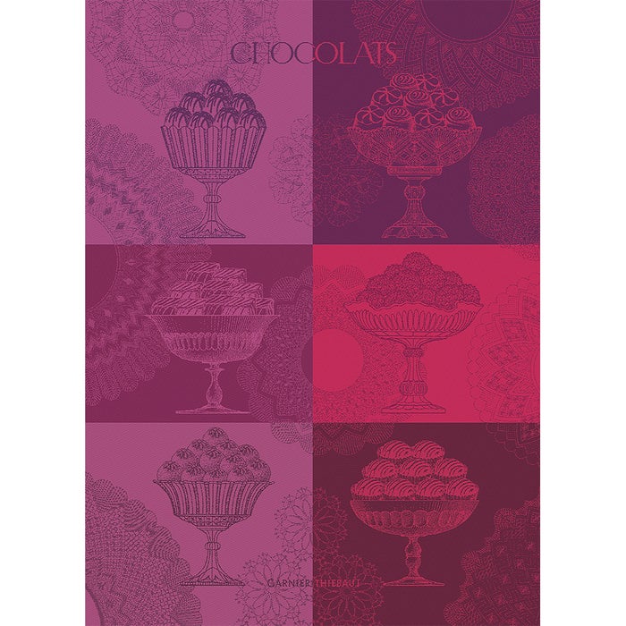 Chocolats Fins Prune Kitchen Towel-Gina's Home Linen Ltd