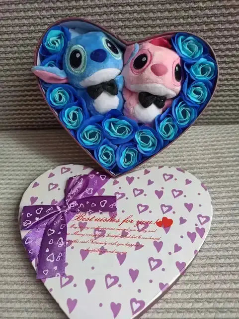 Light Blue Roses + Pink/Blue Plush