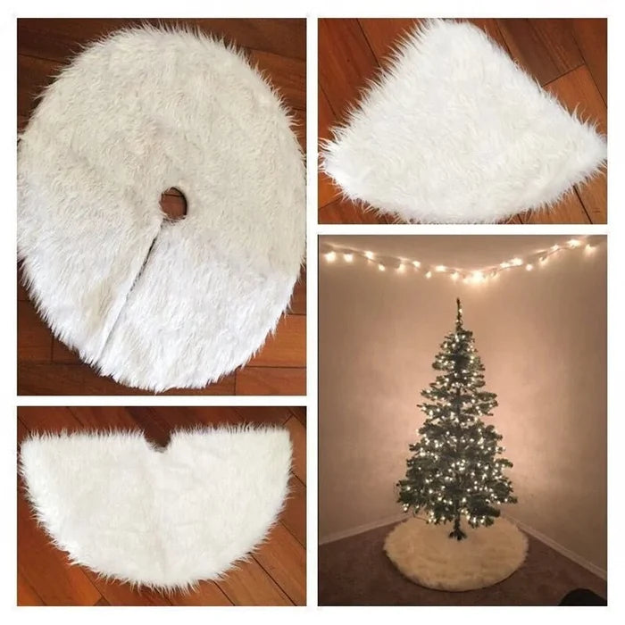 Creative White Plush Christmas Tree Skirts Rieworkes