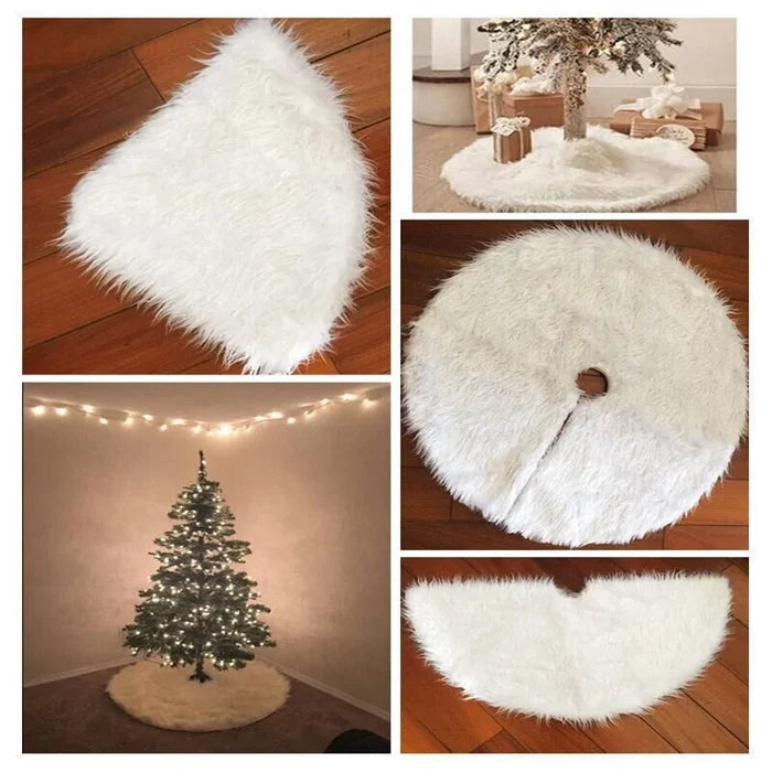 Creative White Plush Christmas Tree Skirts Rieworkes