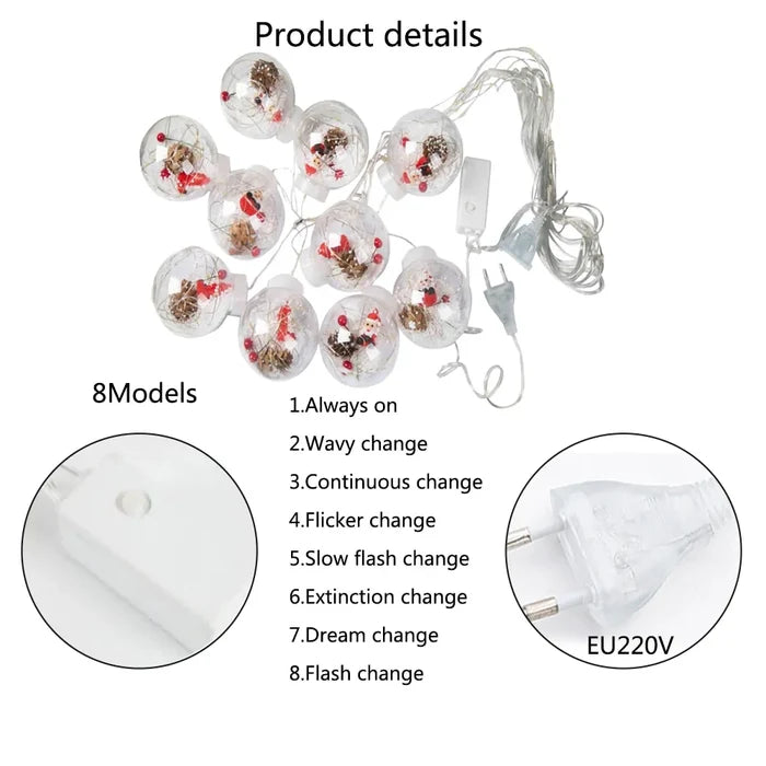 Curtain String Light Ball Santa Claus Rieworkes