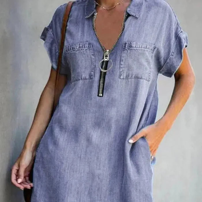 Denim Dress With Zip Closure Rieworkes