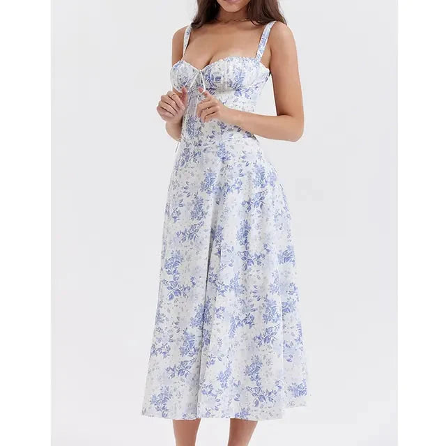 Elegant Floral Sleeveless Maxi Dress Rieworkes