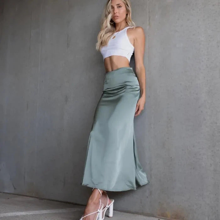 Elegant High Waist Long Skirt Rieworkes