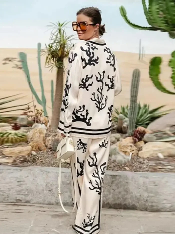 Elegant Printed Women's Pants Set Rieworkes