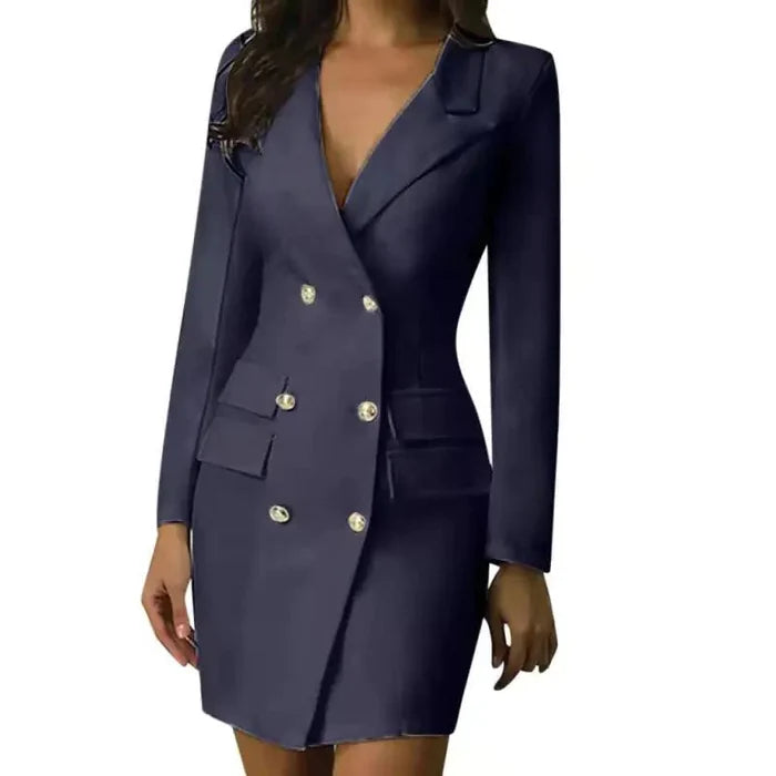 Elegant White Double-Breasted Suit Dress Rieworkes