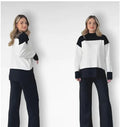 European And American Fashion Color Matching Top Loose All-match Wide Leg Pants Suit Women Rieworkes