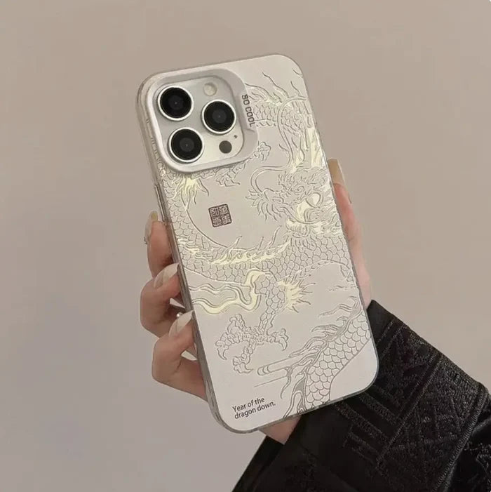 Fashion Cute Black China Dragon Phone Case with Hand Strap Rieworkes