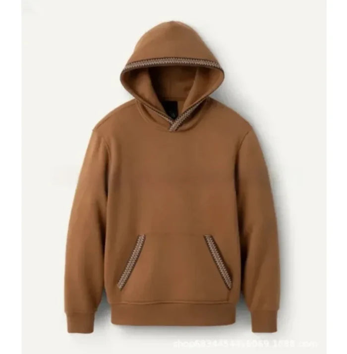 Fleece-Lined Hooded Earth Tone Pullover Rieworkes