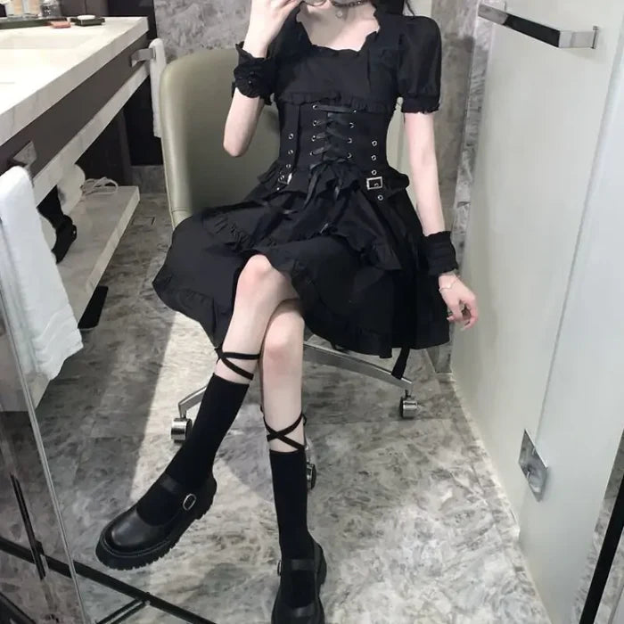 Gothic Women Black Dress Rieworkes
