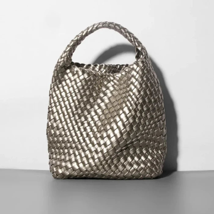 Hand-woven Bucket Soft Leather Bag for Women Rieworkes