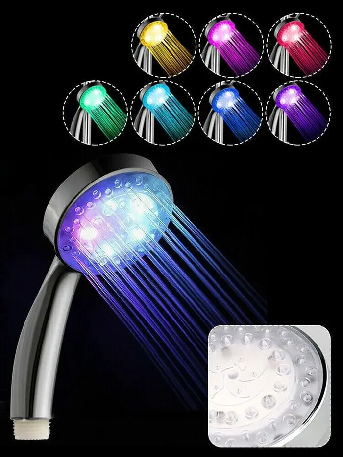 Handheld 7 Color Changing LED Light Water Bath Home Bathroom Shower Head Glow Rieworkes