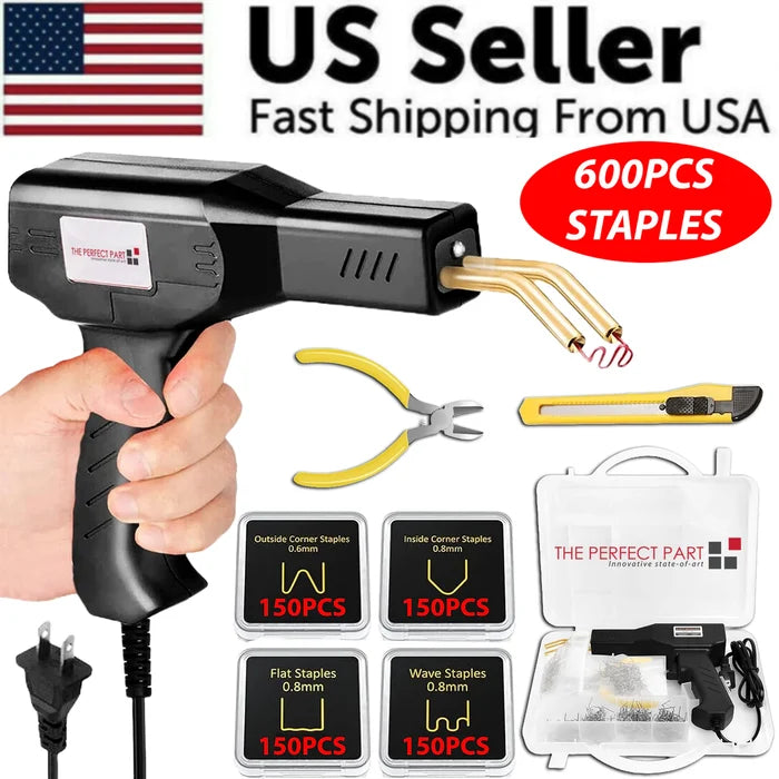 Hot Stapler Car Bumper Fender Fairing Welder Gun Plastic Repair Kit +600 Staples Rieworkes