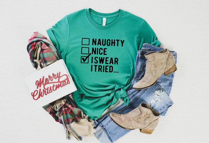 I Swear I Tried Shirt, Funny Christmas Shirts, Christmas Shirt Rieworkes