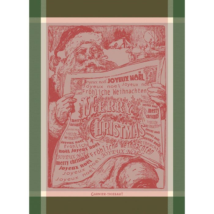 Journal Du Pere Noel Rouge Jacquard Kitchen Towel-Gina's Home Linen Ltd