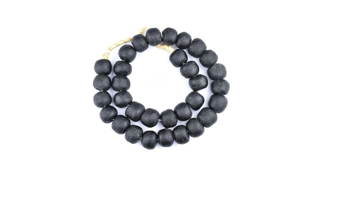 Jumbo Charcoal Black Recycled Glass Beads