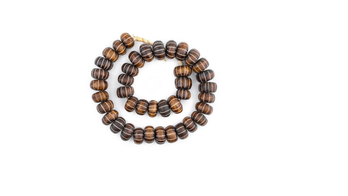 Large Carved Brown Bone Beads