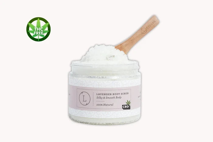 Lavender Body Scrub with CBD, Natural Body Salt Scrub (THC free) Rieworkes