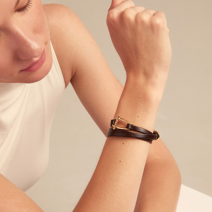 Leather and Gold Belt Bracelet