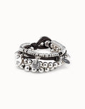 Leather beaded bracelet with charms