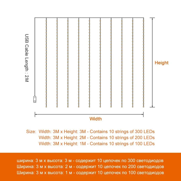 LED Curtain  String Light Rieworkes