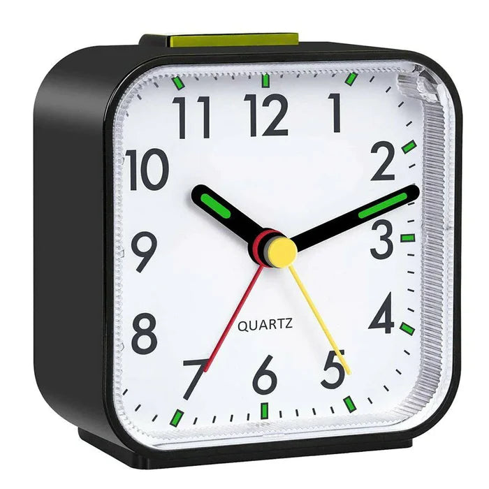 LED Desk Alarm Clock Nightlight Snooze Quiet Non Ticking Battery Powered Bedroom Rieworkes